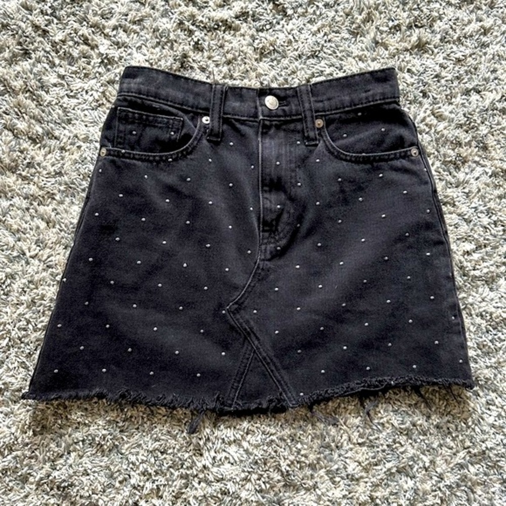 Madewell black metallic dot denim mini skirt - Picture 1 of 11